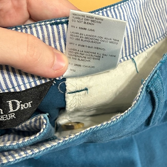 Vintage Christian Dior Monsieur Teal Shorts Pleated Blue Button Men’s Size 38 - Picture 9 of 9